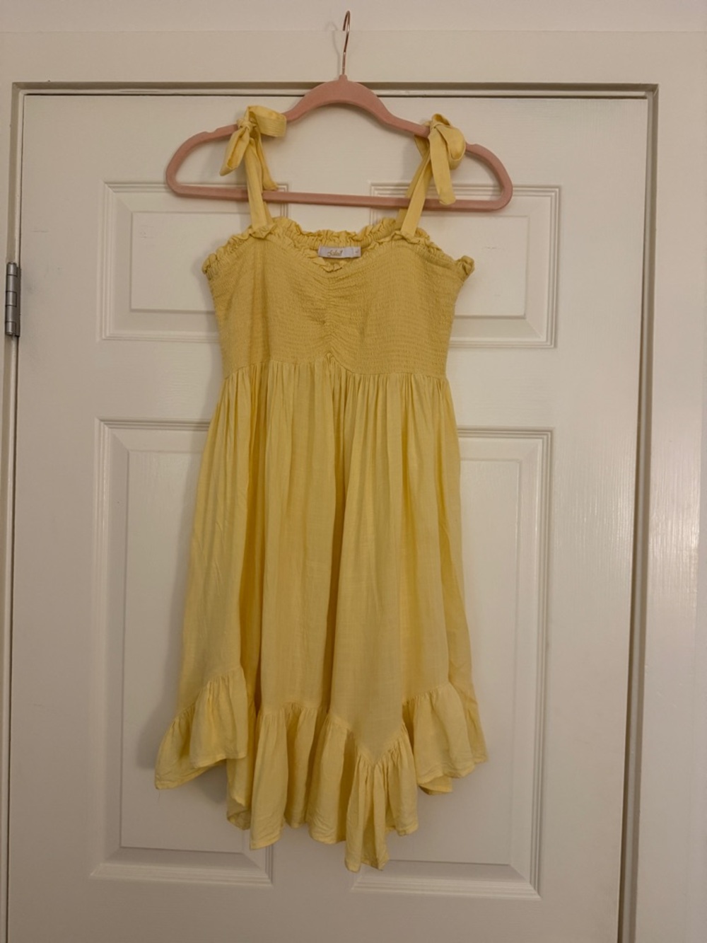 Soliel Butter Yellow Tie-Shoulder Semi Sheer Unlined Sundress/Coverup